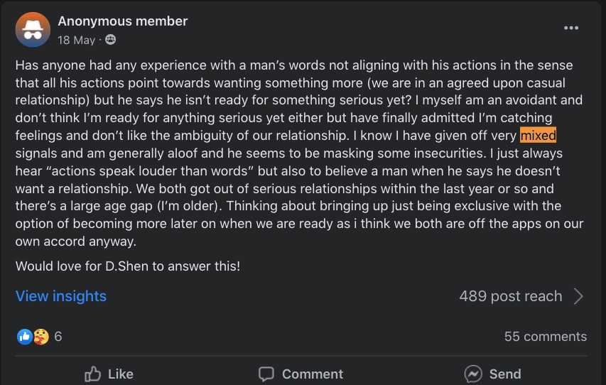 example of mixed signals from a guy